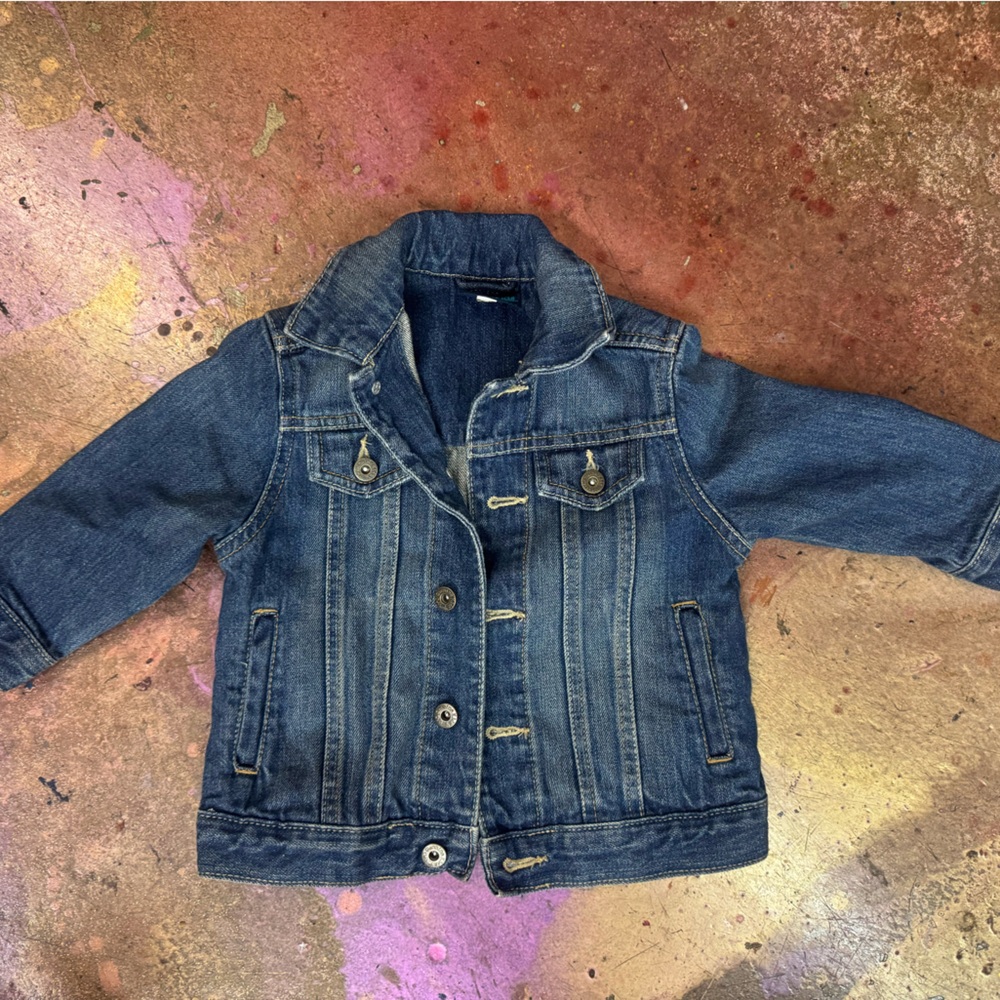 GAP Blue Denim Kids Jacket and dinosaur sweater